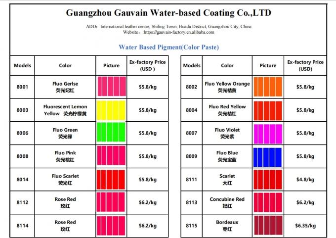 Manufacturer Supply Water Based Fluorescent Pigment Paste for Aqueous Coatings Fluo Gerlse  Color Paste 8