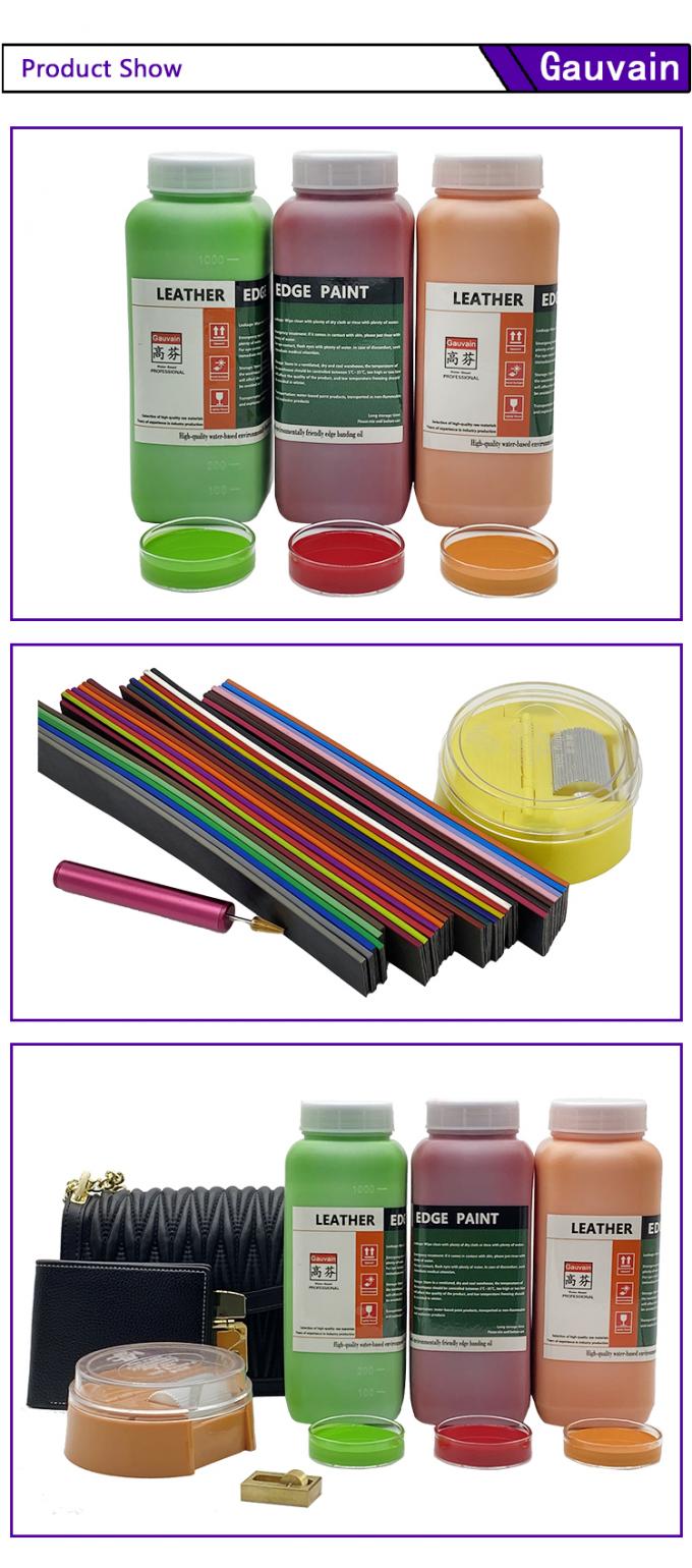 Peinture de bord en cuir &agrave; base d'eau tr&egrave;s brillante Pigment de rev&ecirc;tement anti-craquage pour sacs et chaussures Peinture de bande de bord color&eacute;e 4