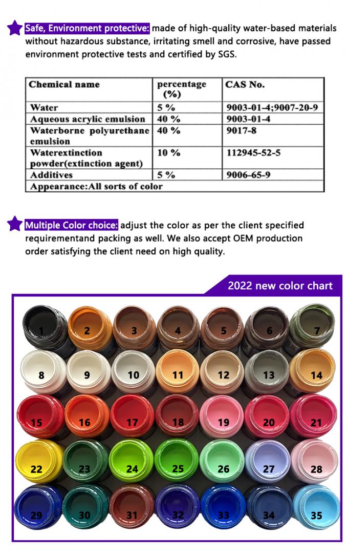 Peinture de bord en cuir &agrave; base d'eau tr&egrave;s brillante Pigment de rev&ecirc;tement anti-craquage pour sacs et chaussures Peinture de bande de bord color&eacute;e 6